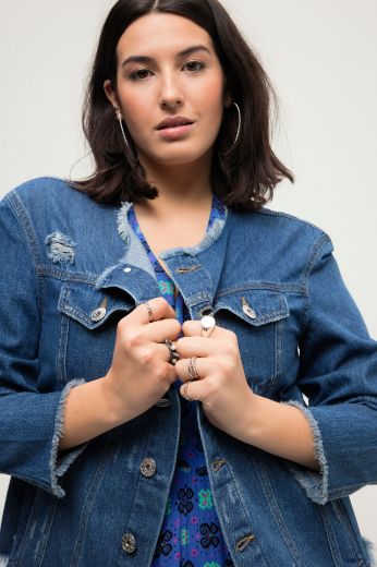 Plus size veliki brojevi Jakna traper s motivom na leđima za punije
