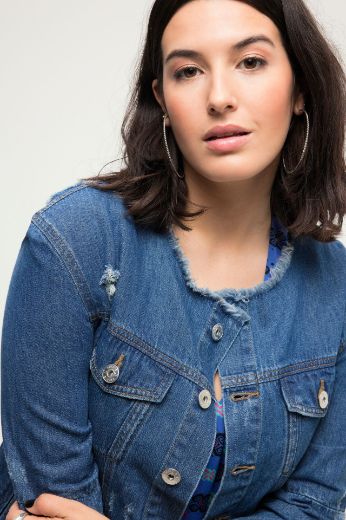 Plus size veliki brojevi Jakna traper s motivom na leđima za punije