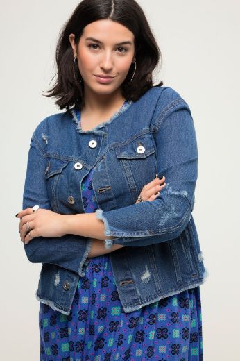 Plus size veliki brojevi Jakna traper s motivom na leđima za punije