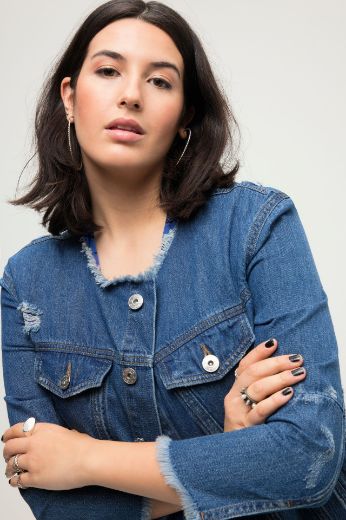 Plus size veliki brojevi Jakna traper s motivom na leđima za punije