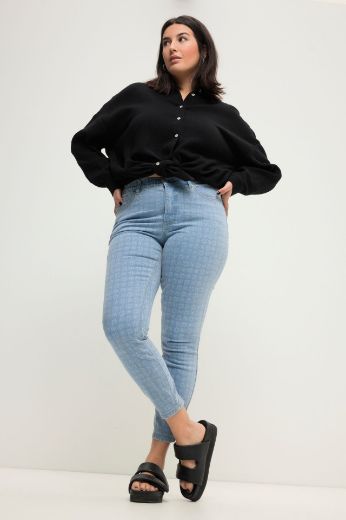 Plus size veliki brojevi Traperice užeg kroja nogavica s printom za punije