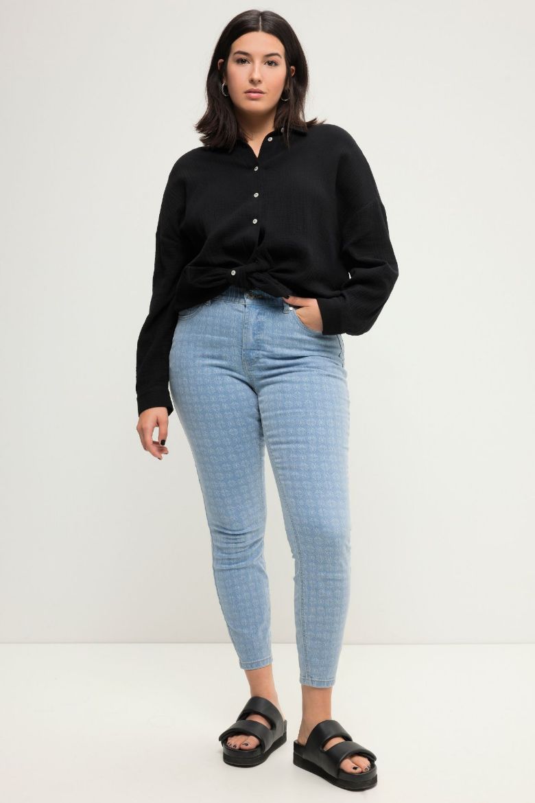 Plus size veliki brojevi Traperice užeg kroja nogavica s printom za punije