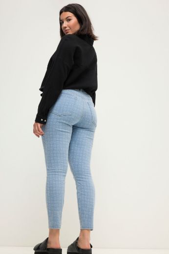Plus size veliki brojevi Traperice užeg kroja nogavica s printom za punije