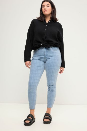 Plus size veliki brojevi Traperice užeg kroja nogavica s printom za punije