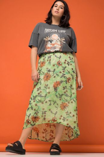Plus size veliki brojevi Suknja midi cvjetnog printa za punije