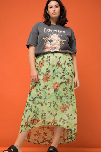 Plus size veliki brojevi Suknja midi cvjetnog printa za punije