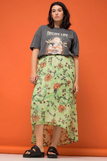 Plus size veliki brojevi Suknja midi cvjetnog printa za punije