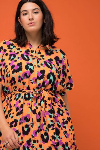 Plus size veliki brojevi Haljina midi kratkih rukava za punije