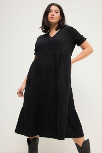 Plus size veliki brojevi Haljina midi kratkih rukava za punije