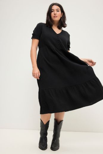 Plus size veliki brojevi Haljina midi kratkih rukava za punije
