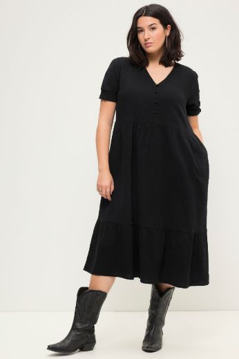 Plus size veliki brojevi Haljina midi kratkih rukava za punije