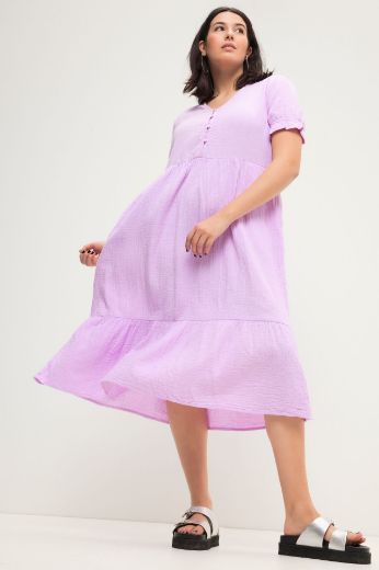 Plus size veliki brojevi Haljina midi kratkih rukava za punije