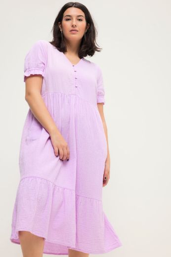 Plus size veliki brojevi Haljina midi kratkih rukava za punije