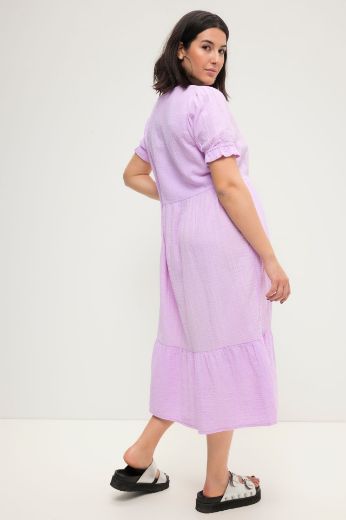 Plus size veliki brojevi Haljina midi kratkih rukava za punije