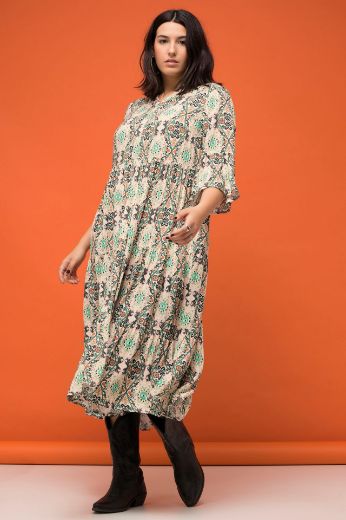 Plus size veliki brojevi Haljina 3/4 rukavi A kroja s printom za punije
