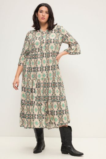 Plus size veliki brojevi Haljina 3/4 rukavi A kroja s printom za punije