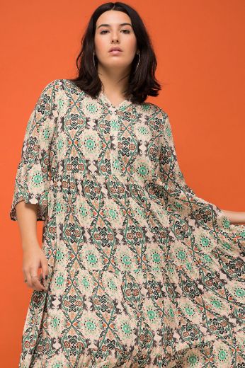 Plus size veliki brojevi Haljina 3/4 rukavi A kroja s printom za punije