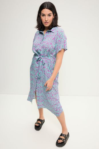 Plus size veliki brojevi Haljina kratkih rukava na vezanje za punije