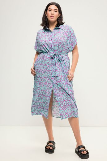 Plus size veliki brojevi Haljina kratkih rukava na vezanje za punije