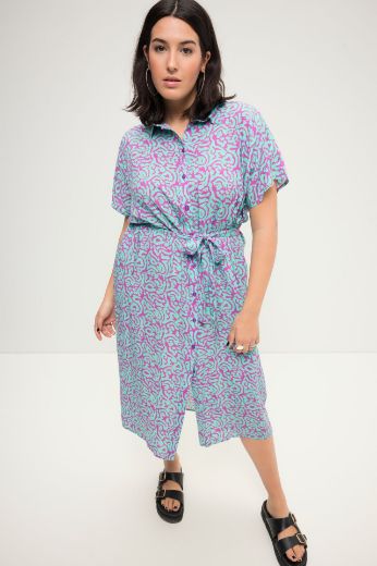 Plus size veliki brojevi Haljina kratkih rukava na vezanje za punije