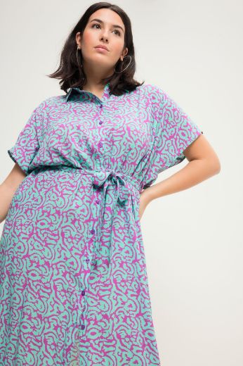 Plus size veliki brojevi Haljina kratkih rukava na vezanje za punije