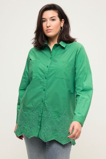 Plus size veliki brojevi Košulja dugih rukava s ukrasnim vezom i džepovima za punije