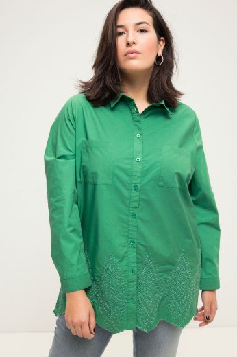 Plus size veliki brojevi Košulja dugih rukava s ukrasnim vezom i džepovima za punije
