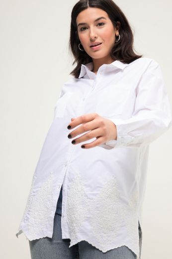 Plus size veliki brojevi Košulja dugih rukava s ukrasnim vezom i džepovima za punije