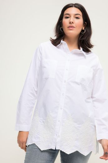 Plus size veliki brojevi Košulja dugih rukava s ukrasnim vezom i džepovima za punije