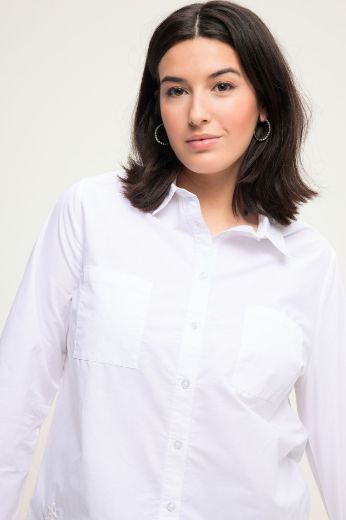 Plus size veliki brojevi Košulja dugih rukava s ukrasnim vezom i džepovima za punije