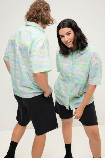 Plus size veliki brojevi Košulja kratkih rukava morskog printa za punije
