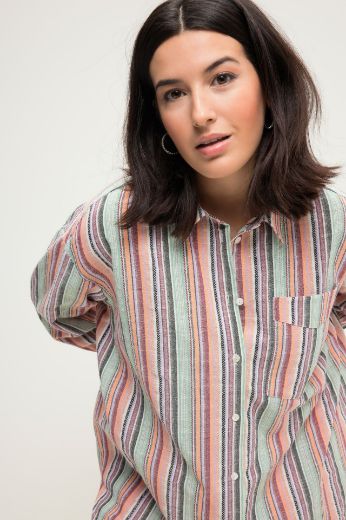 Plus size veliki brojevi Košulja dugih rukava na pruge za punije