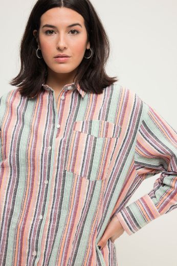 Plus size veliki brojevi Košulja dugih rukava na pruge za punije