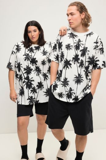 Plus size veliki brojevi Majica kratkih rukava s printom palmi za punije