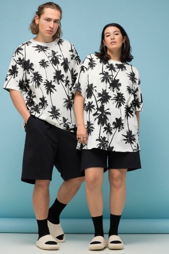 Plus size veliki brojevi Majica kratkih rukava s printom palmi za punije