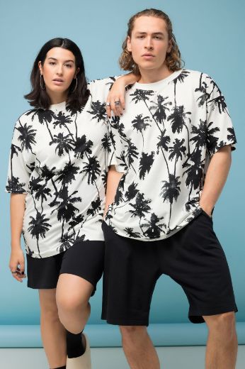 Plus size veliki brojevi Majica kratkih rukava s printom palmi za punije