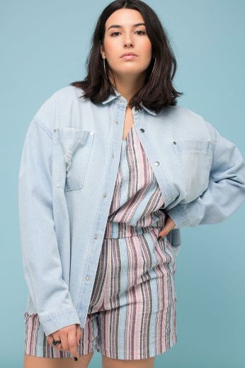 Plus size veliki brojevi Košulja dugih rukava od trapera za punije