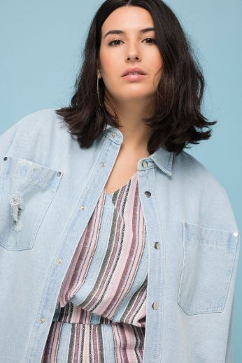 Plus size veliki brojevi Košulja dugih rukava od trapera za punije