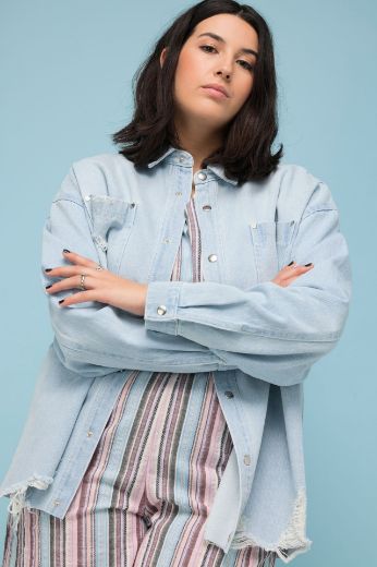 Plus size veliki brojevi Košulja dugih rukava od trapera za punije