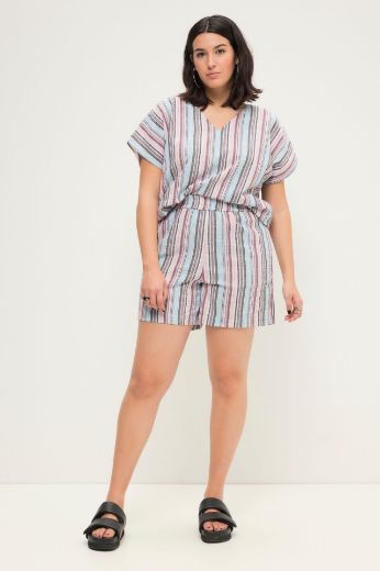 Plus size veliki brojevi Hlače kratke na pruge za punije