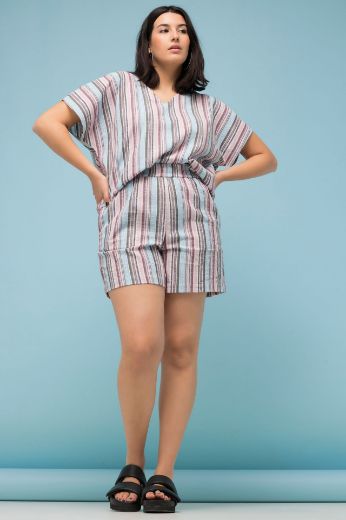 Plus size veliki brojevi Hlače kratke na pruge za punije