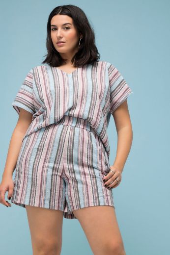 Plus size veliki brojevi Hlače kratke na pruge za punije