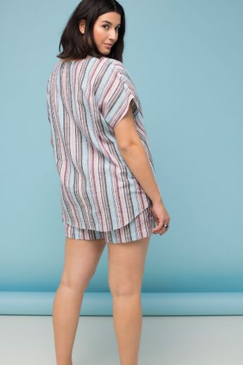 Plus size veliki brojevi Bluza na pruge kratkih rukava za punije