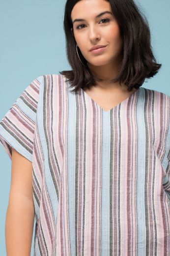 Plus size veliki brojevi Bluza na pruge kratkih rukava za punije