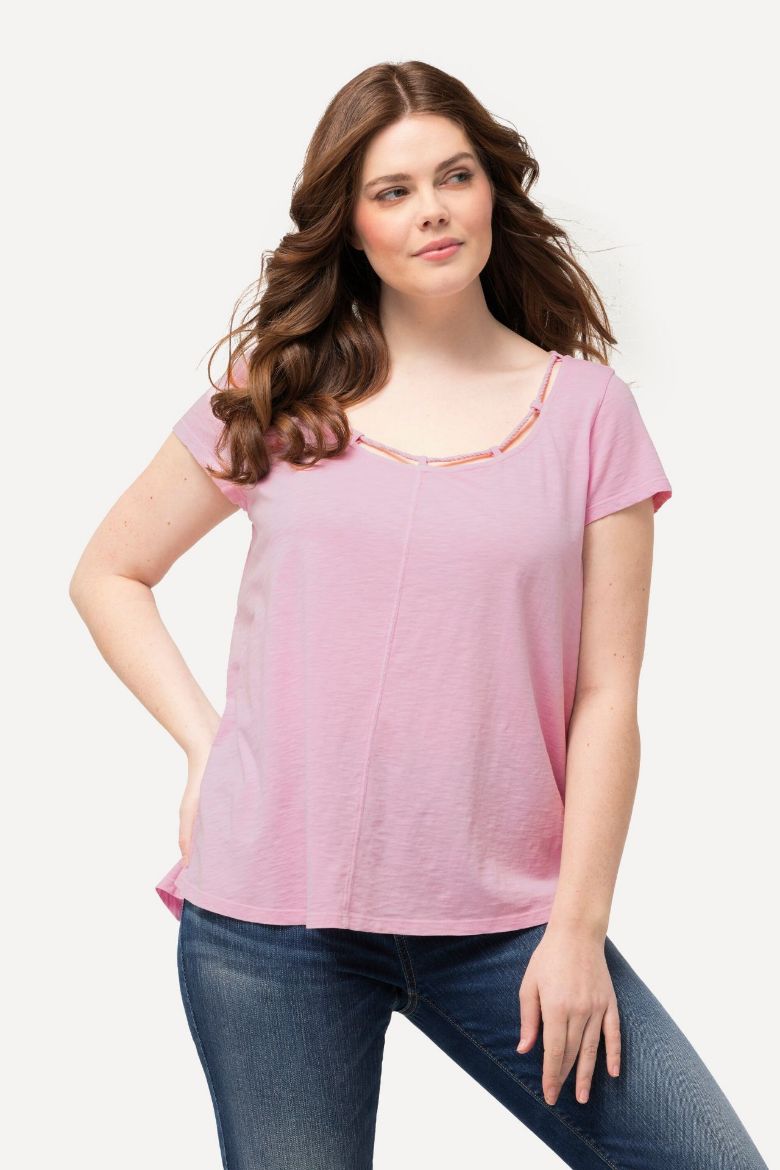 Plus size veliki brojevi Majica s ukrasnim ovratnikom A kroja za punije
