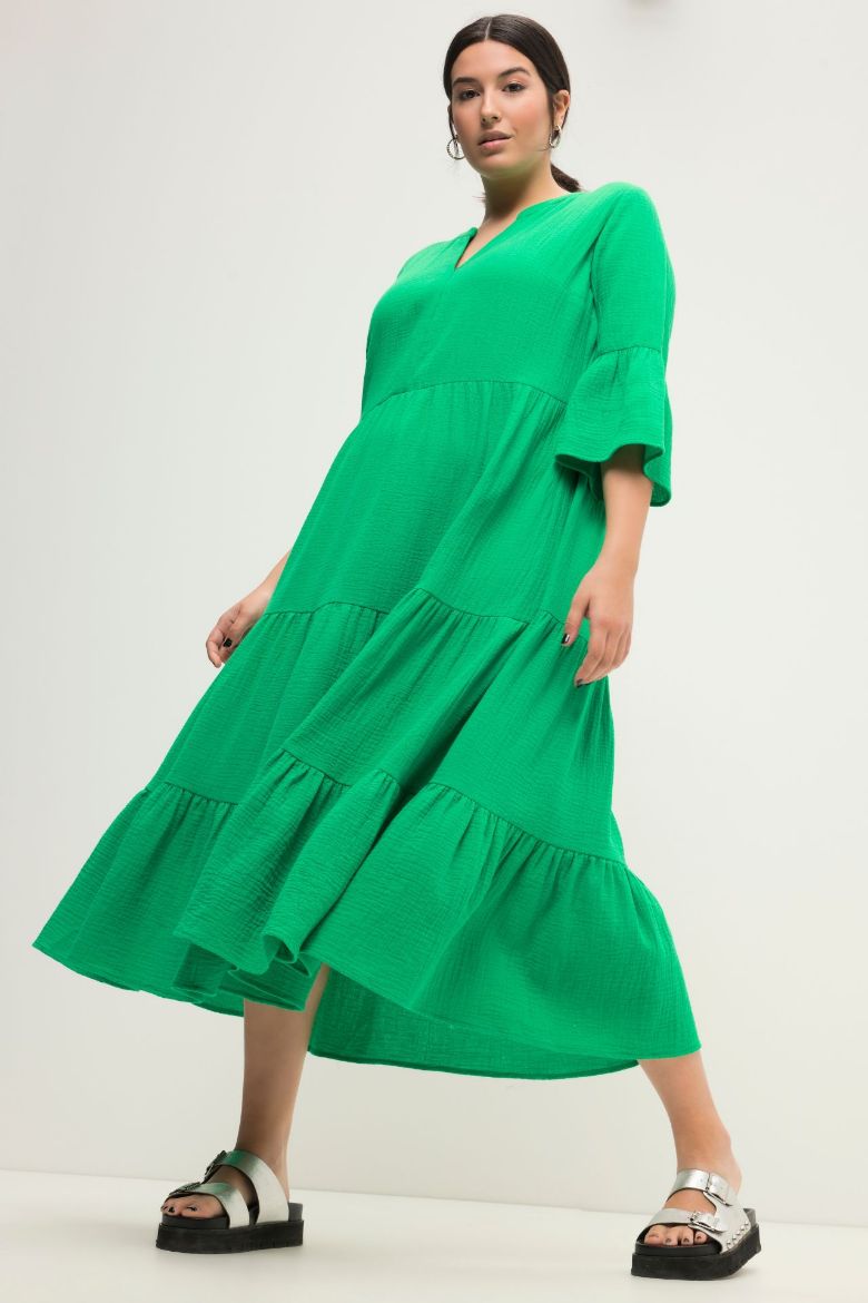 Plus size veliki brojevi Haljina 3/4 rukavi A kroja duži model za punije