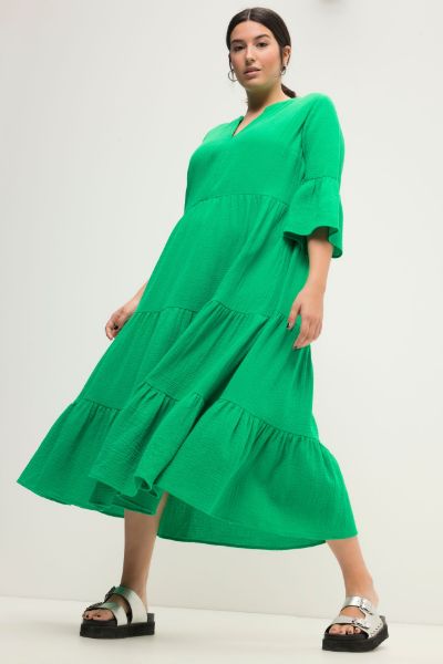 Veliki brojevi Haljina 3/4 rukavi A kroja duži model moda za punije