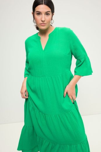 Plus size veliki brojevi Haljina 3/4 rukavi A kroja duži model za punije