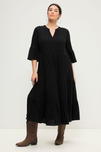 Plus size veliki brojevi Haljina 3/4 rukavi A kroja duži model za punije