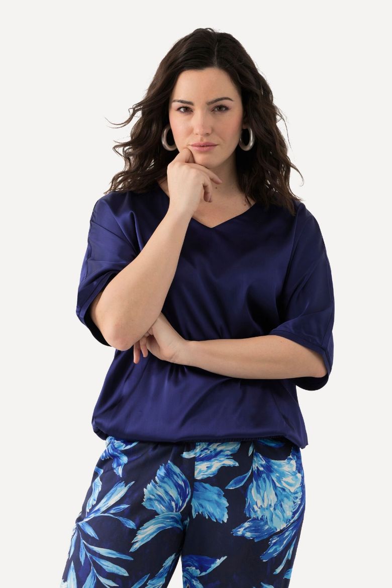 Plus size veliki brojevi Bluza kratkih rukava od satena za punije